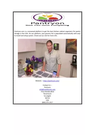 Kitchen Pantry Organizer Unit In USA | Pantryon.com