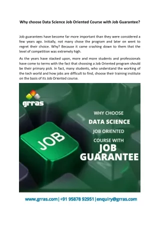 why choose data science job oriented course with