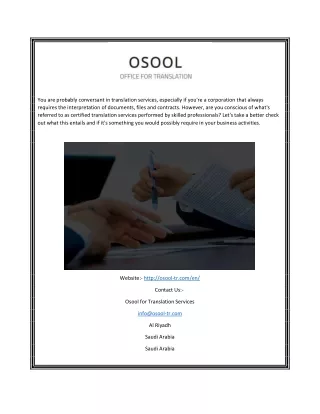 Certified Translation Offices in Riyadh | Osool-tr.com/en