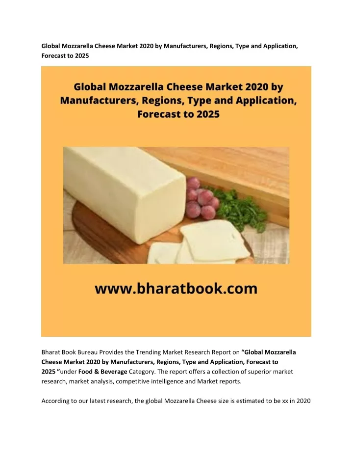 global mozzarella cheese market 2020