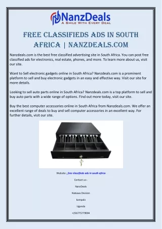 Free Classifieds Ads in South Africa | Nanzdeals.com