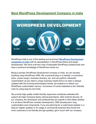 Best WordPress development company in India
