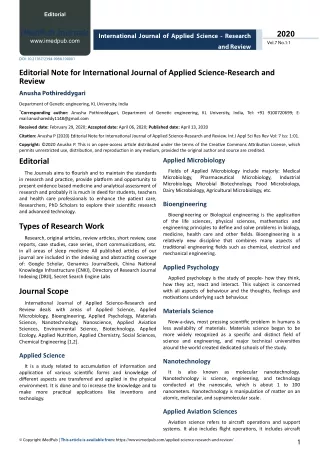 International Journal of Applied Science-Research and Review