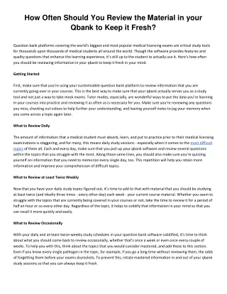 how often should you review the material in your