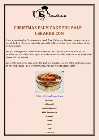 christmas plum cake for sale | Usbaker.com