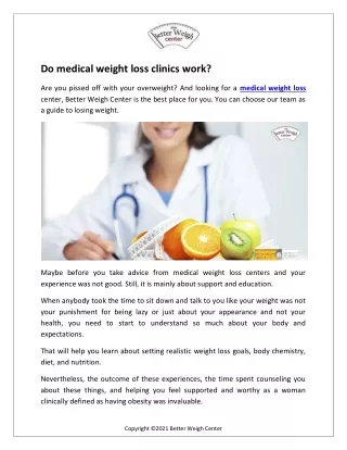 Do medical weight loss clinics work?