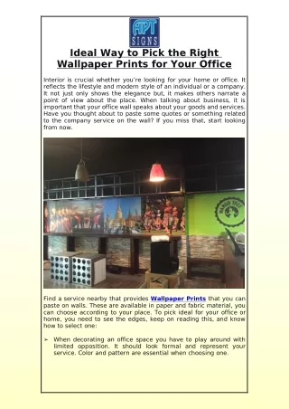 Ideal Way to Pick the Right Wallpaper Prints for Your Office