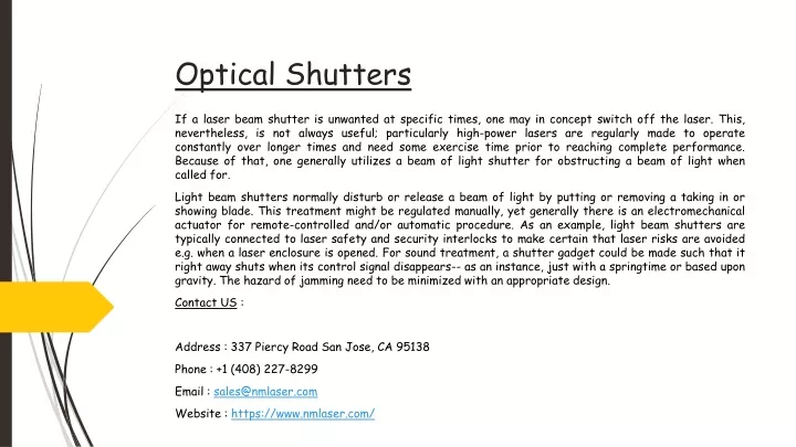 optical shutters