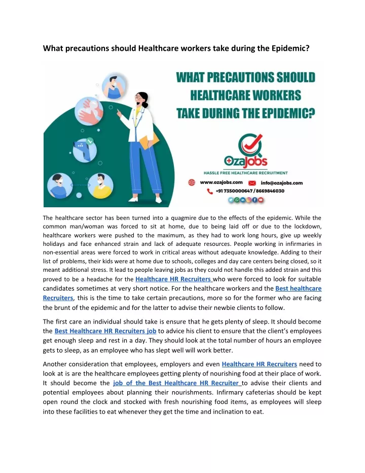 what precautions should healthcare workers take