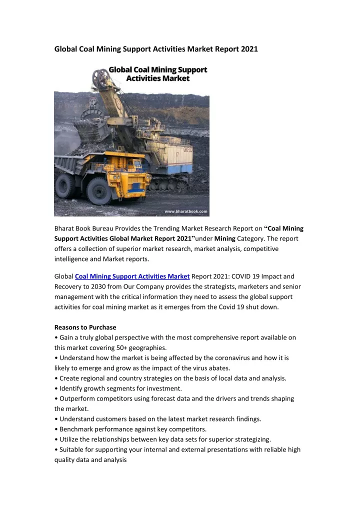 global coal mining support activities market