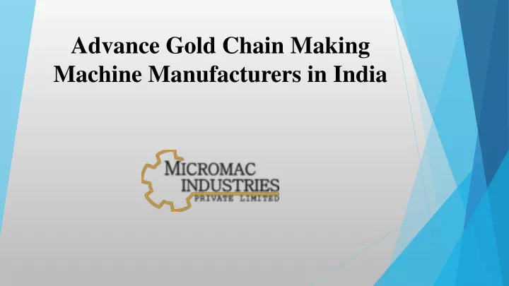 advance gold chain making machine manufacturers