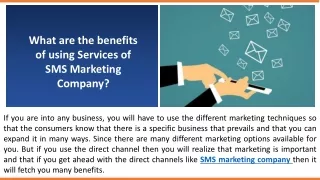 what are the benefits of using services