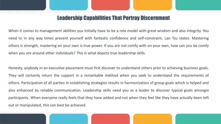leadership capabilities that portray discernment