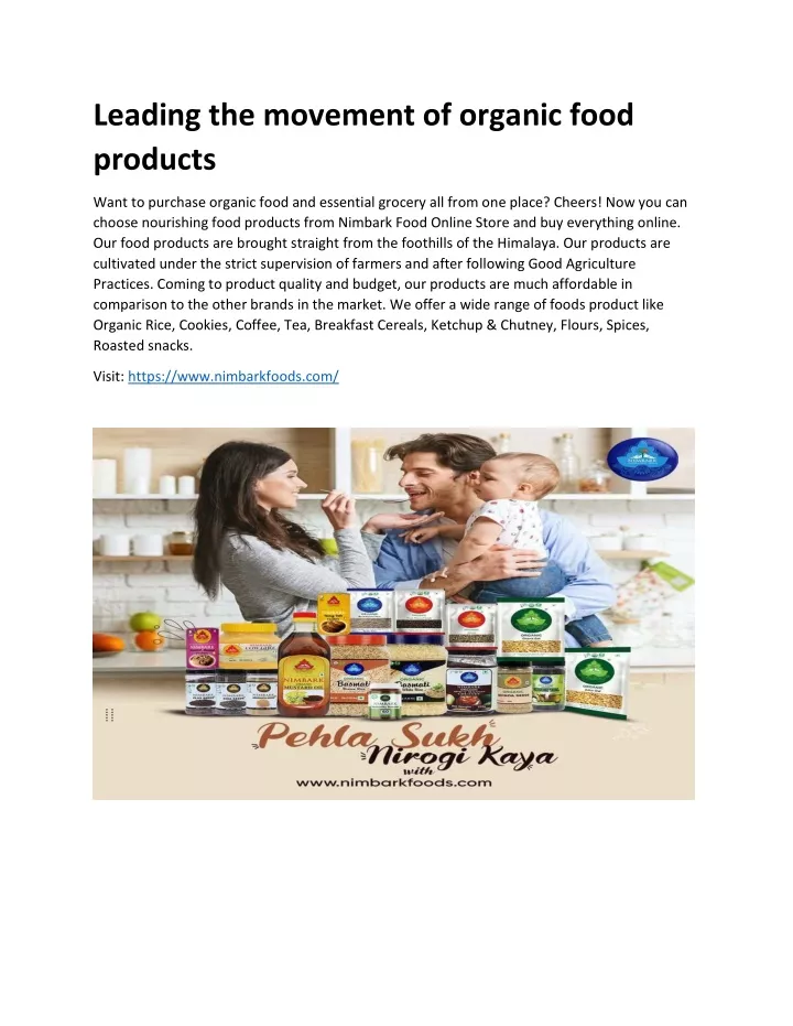 leading the movement of organic food products