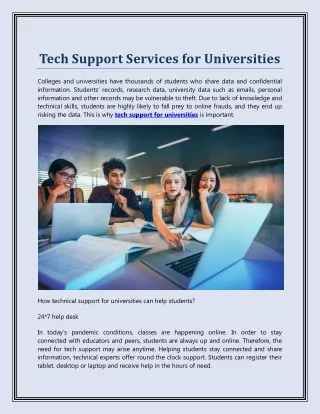 tech support services for universities