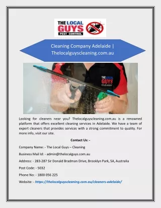 Cleaning Company Adelaide | Thelocalguyscleaning.com.au