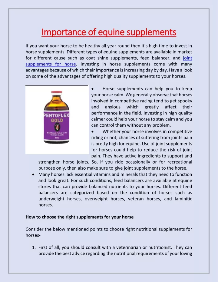 importance of equine supplements importance