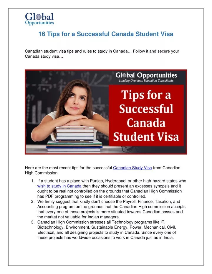 16 tips for a successful canada student visa