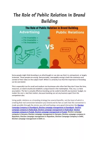 the role of public relation in brand the role