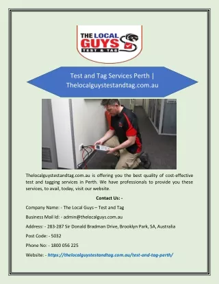test and tag services perth