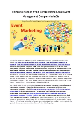 things to keep in mind before hiring local event