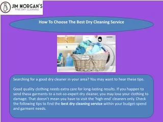 how to choose the best dry cleaning service