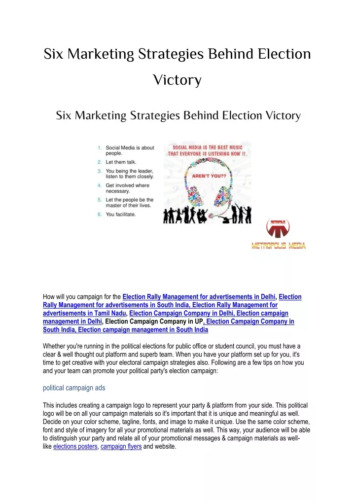 six marketing strategies behind election victory