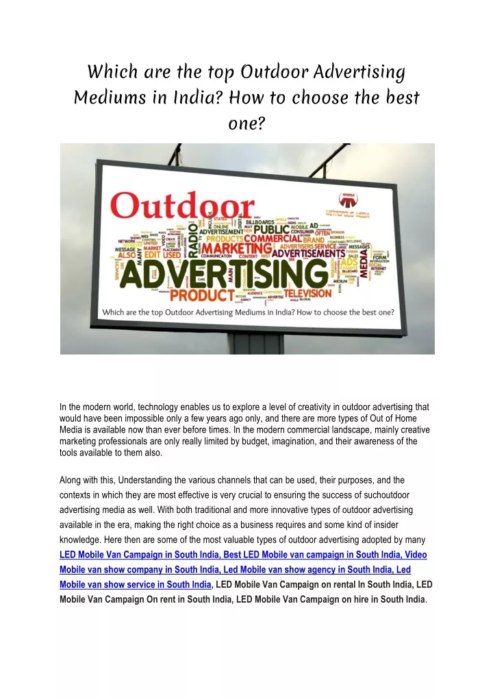 which are the top outdoor advertising mediums