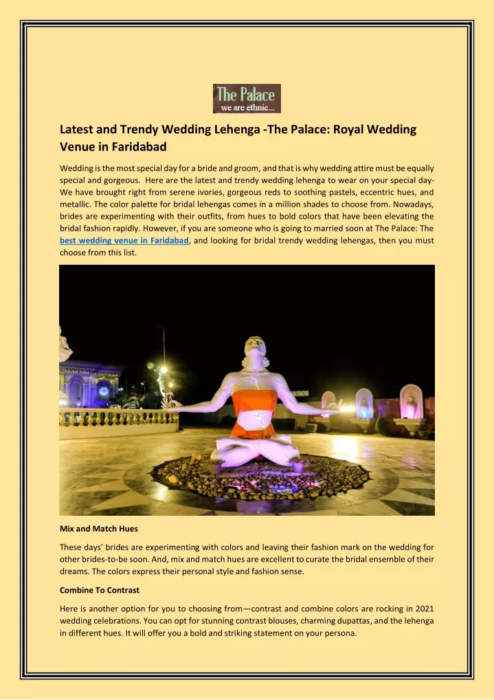 latest and trendy wedding lehenga the palace