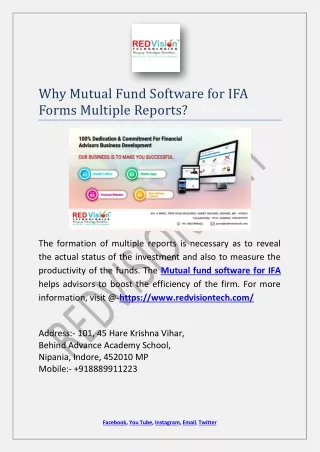 why mutual fund software for ifa forms multiple