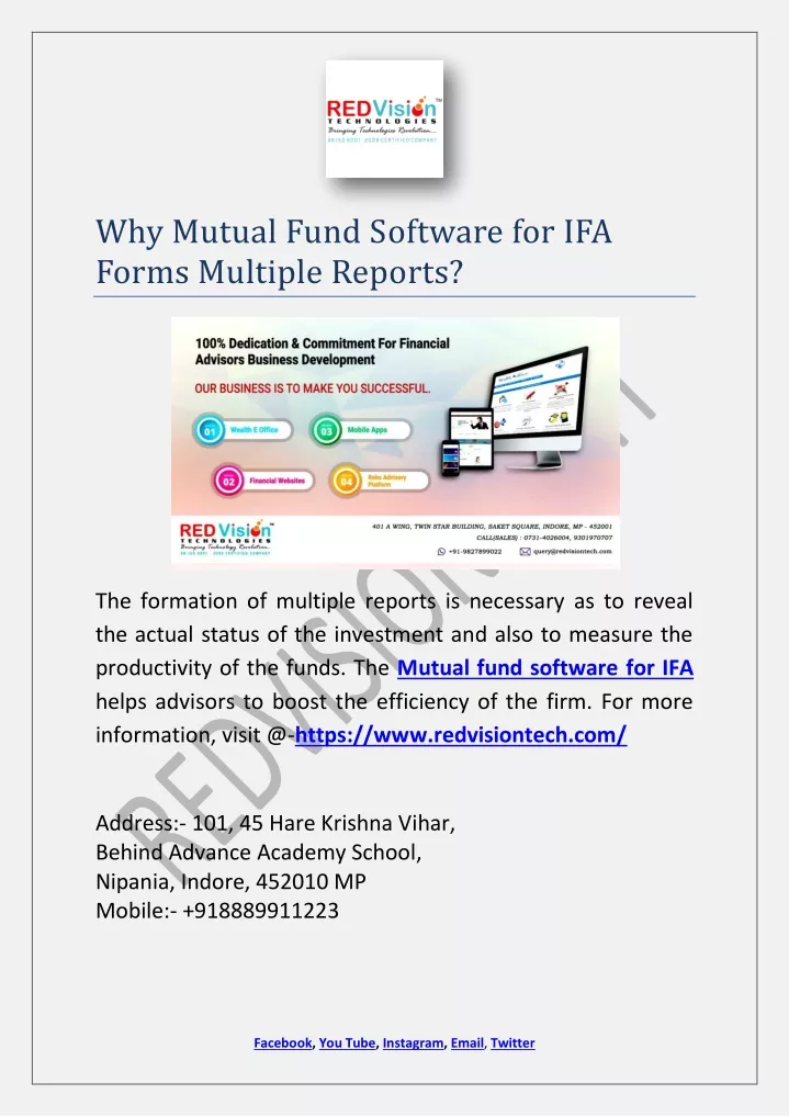 why mutual fund software for ifa forms multiple