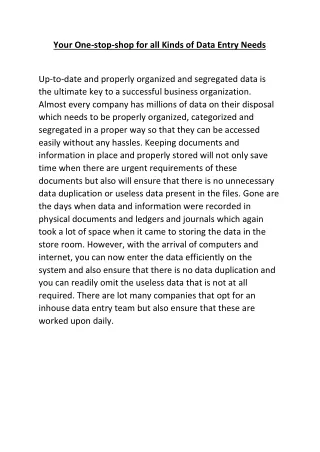 your one stop shop for all kinds of data entry