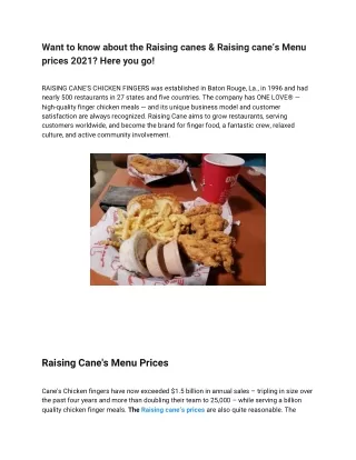 Want to know about the raising canes; raising cane’s menu prices 2021