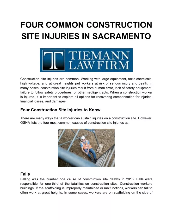 four common construction site injuries
