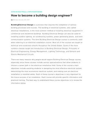 How to become a building design engineer?