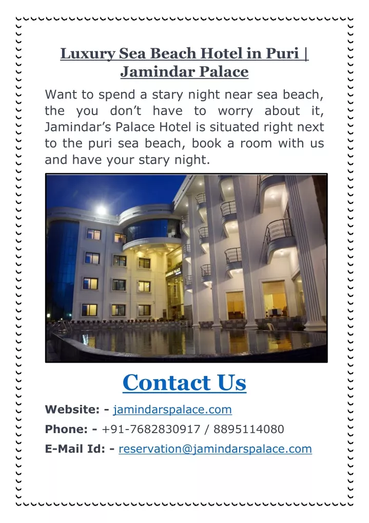 luxury sea beach hotel in puri jamindar palace