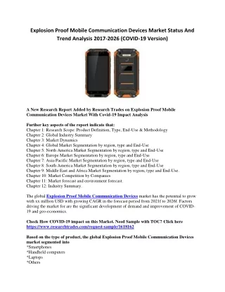 Explosion Proof Mobile Communication Devices Market Status And Trend Analysis 2017-2026 (COVID-19 Version)