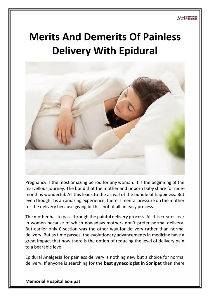 merits and demerits of painless delivery with