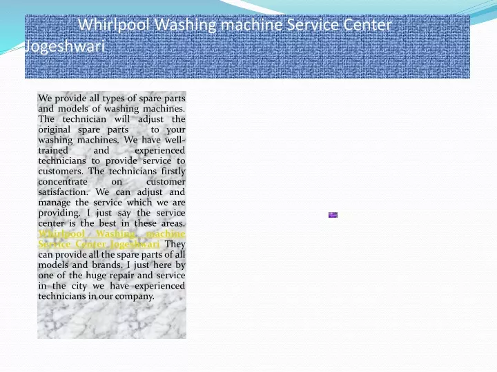 whirlpool washing machine service center jogeshwari