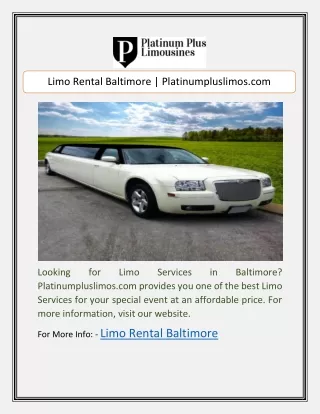 Limo Rental Baltimore | Platinumpluslimos.com