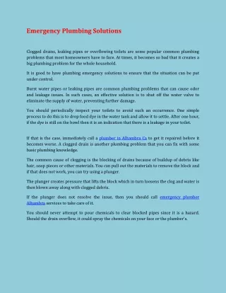 emergency plumbing solutions