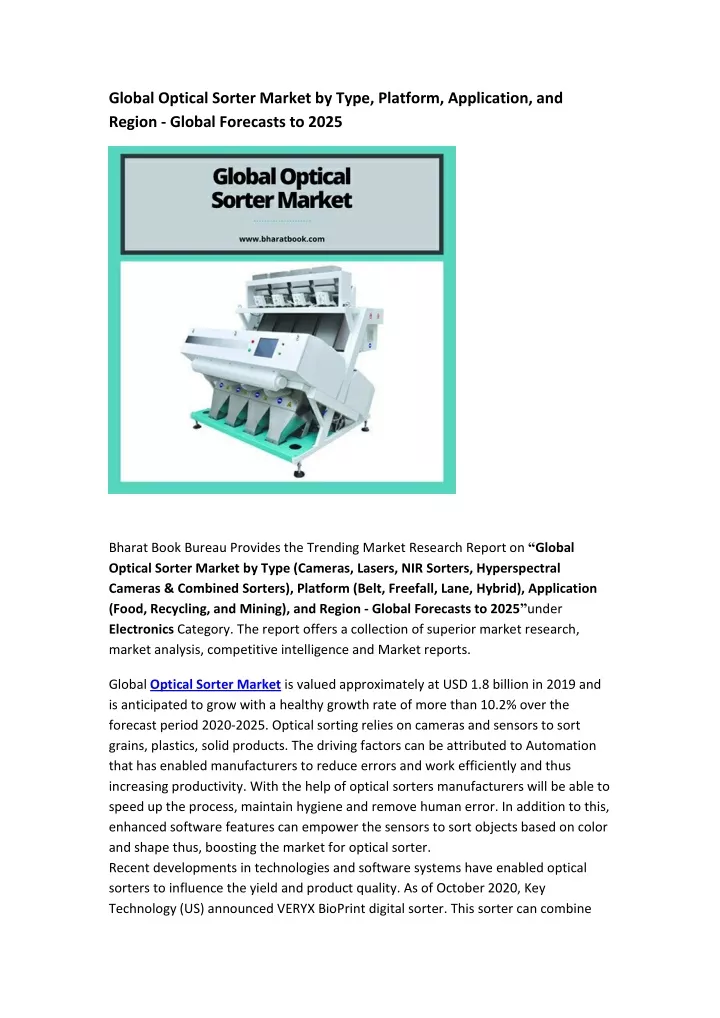 global optical sorter market by type platform