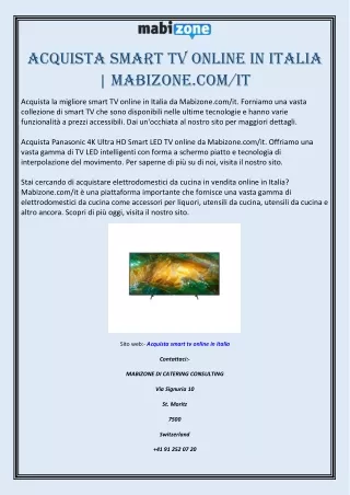 Acquista Smart TV Online in Italia | Mabizone.com/it