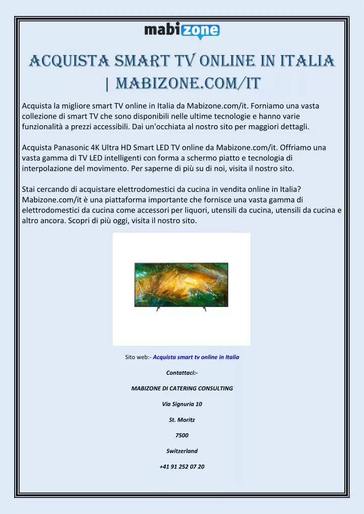 acquista smart tv online in italia mabizone com it