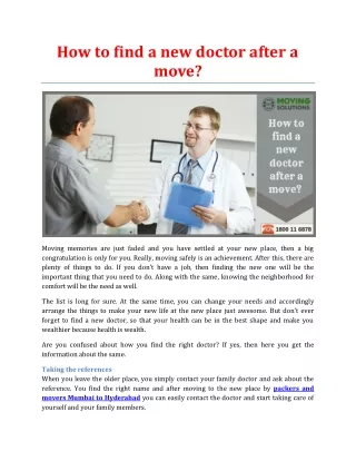 How to find a new doctor after a move?