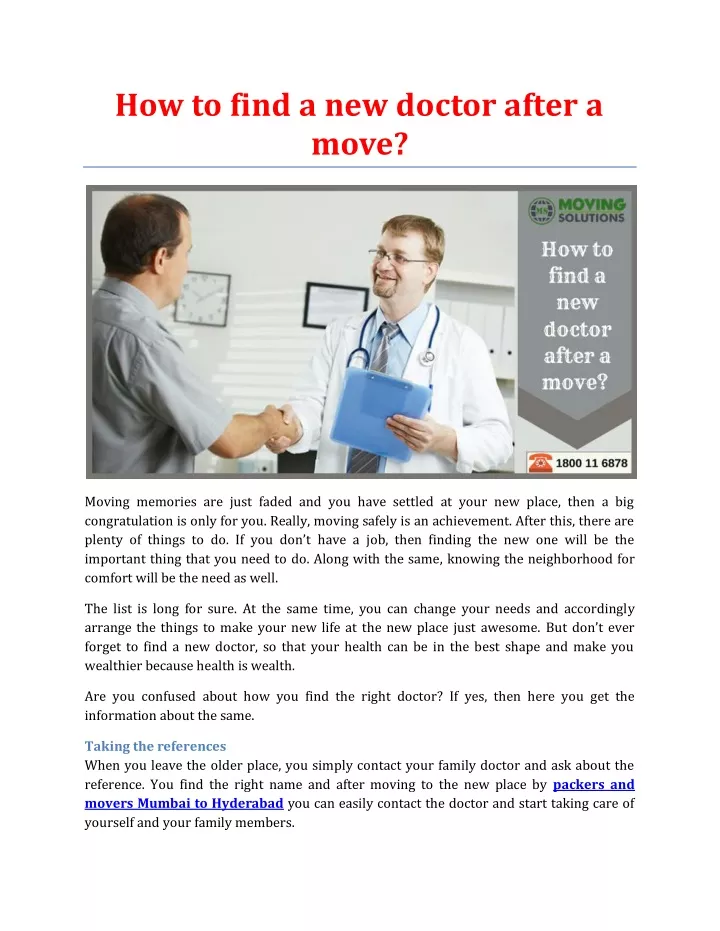 how to find a new doctor after a move
