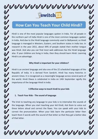 How Can You Teach Your Child Hindi?