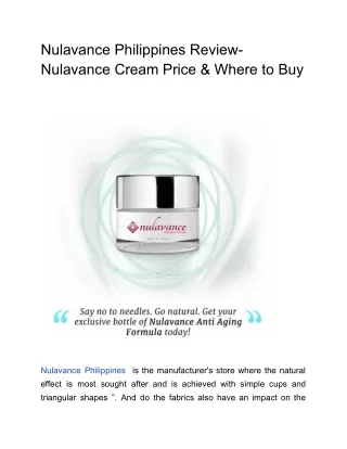 Nulavance Philippines Review- Nulavance Cream Price & Where to Buy