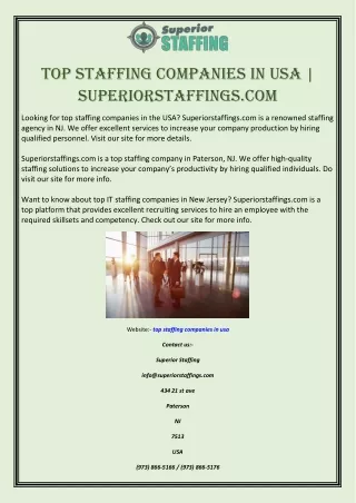 Top Staffing Companies in USA  Superiorstaffings.com