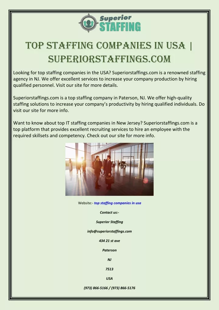 top staffing companies in usa superiorstaffings